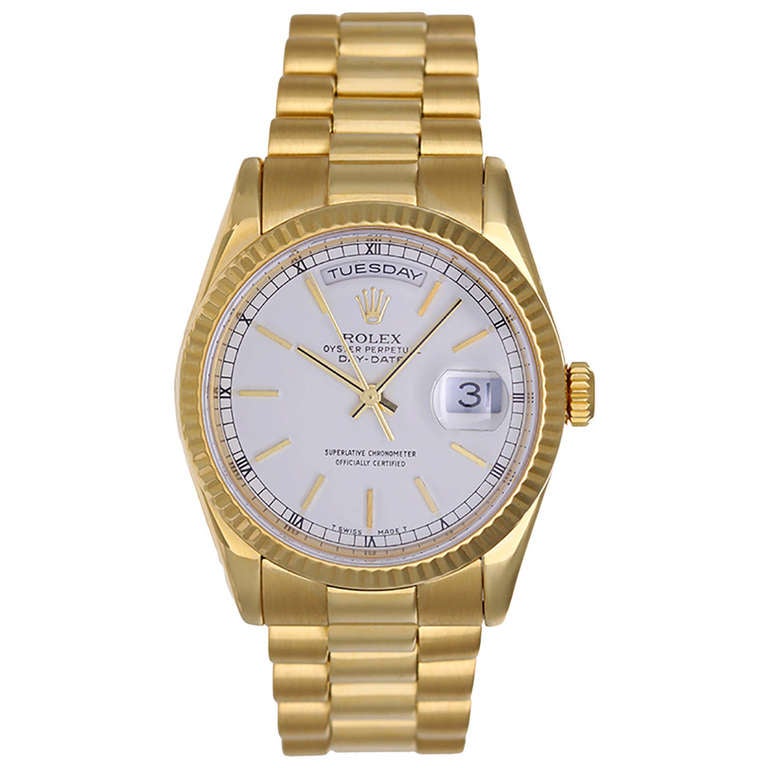 Rolex Yellow Gold Day-Date President Wristwatch Ref 118238 with White Dial