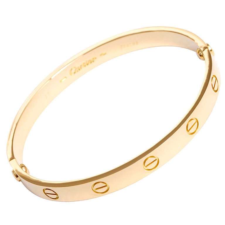 Cartier Love Bracelet Yellow Gold Size 17 with Screwdriver at 1stDibs