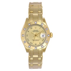 Rolex Montre-bracelet Datejust Pearlmaster en or jaune et diamants pour femme, réf. 80318