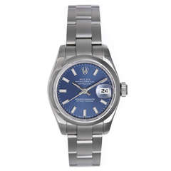 Rolex Lady's Stainless Steel Datejust Wristwatch with Blue Dial Ref 179160