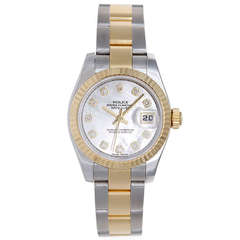 Rolex Lady's Stainless Steel and Yellow Gold Datejust Wristwatch Ref 179173