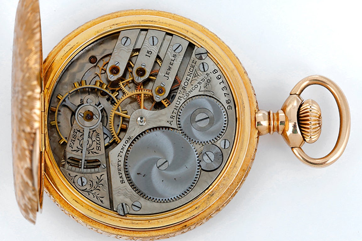 Elgin Yellow Gold Ornately Engraved 16s Hunting Case Pocket Watch 2