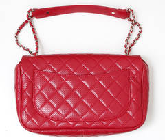 Chanel Rose Fonce Dark Pink Veau Flapbag Punch Perforated Uni Handbag