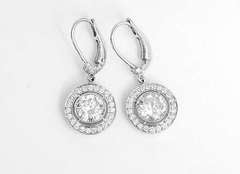 Elegant  DiLaro  Round Diamond Drop Dangle Earrings