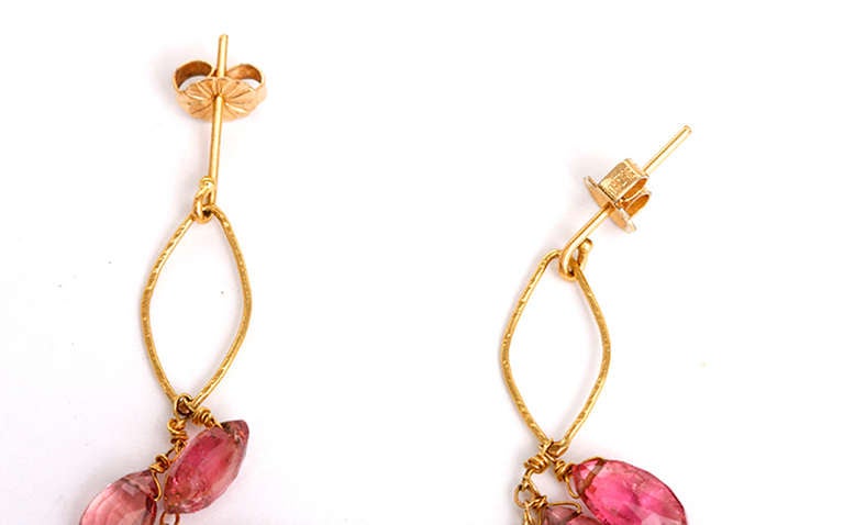 Krementz  Yellow Gold Purple Briolette Earrings