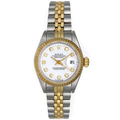 Rolex Lady's Stainless Steel and Yellow Gold Datejust Wristwatch Ref 69173
