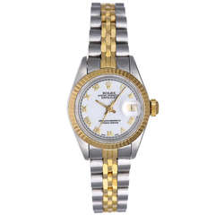 Rolex Lady's Stainless Steel and Yellow Gold Datejust Wristwatch Ref 69173 7