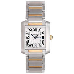 Cartier Two-Tone Steel and Gold Tank Francaise Automatic Wristwatch