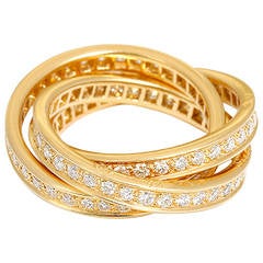 Cartier Trinity Diamond Gold Band Ring