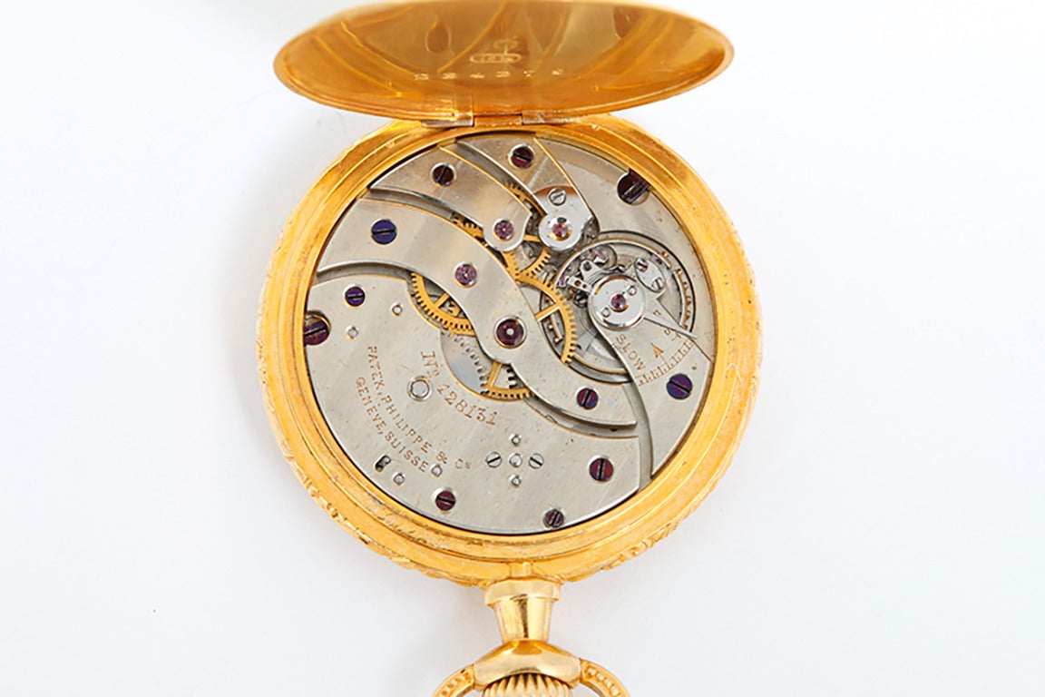 Vintage Patek Philippe Ladies Ornately Engraved Open Face Pendant/Pocket Watch In Good Condition In Dallas, TX