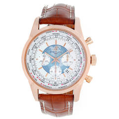 Breitling Rose Gold Transocean Chronograph Unitime World Time Watch