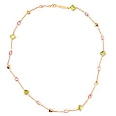 Paolo Costagli Peridot Pink Sapphire Gold Florentine Necklace 6