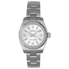 Rolex Lady's Stainless Steel Oyster Perpetual Pink Index Wristwatch