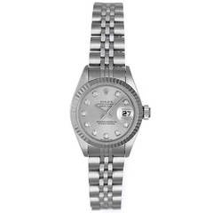 Rolex Lady's Stainless Steel Datejust Wristwatch with Diamond-Set Dial Ref 79174 1