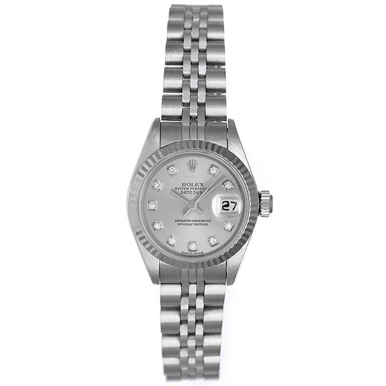 Rolex Lady's Stainless Steel Datejust Wristwatch with Diamond-Set Dial Ref 79174