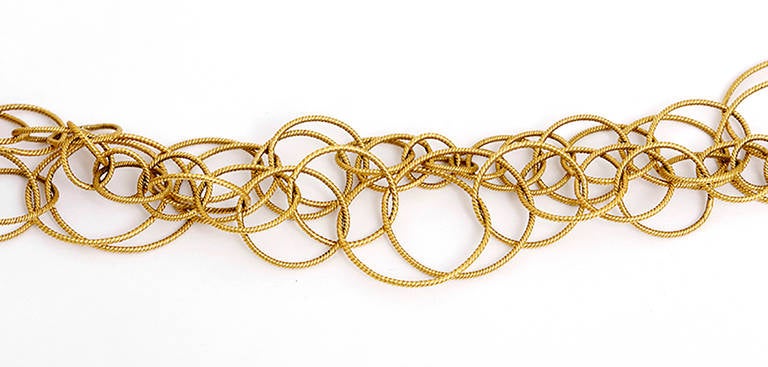 Beautiful Yellow Gold Double Circle Chain Link Necklace