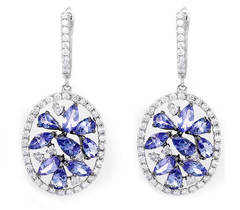 Beautiful Tanzanite Diamond White Gold Drop Earrings