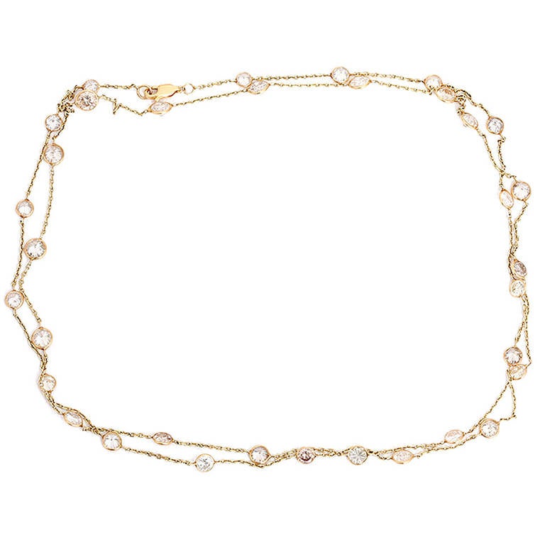 Stunning 14.75 Carats Diamonds Gold Necklace