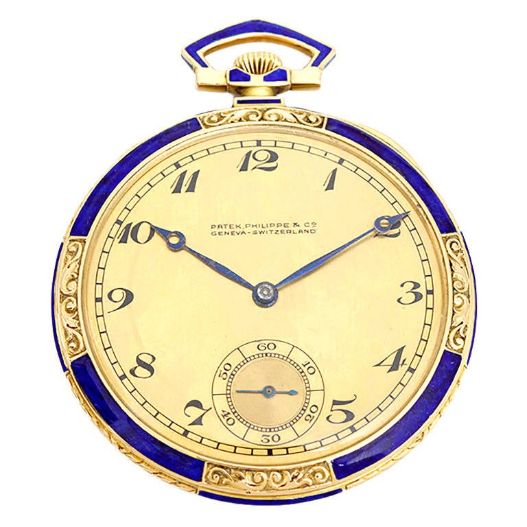 Patek Philippe Yellow Gold and Lapis Lazuli Pocket Watch