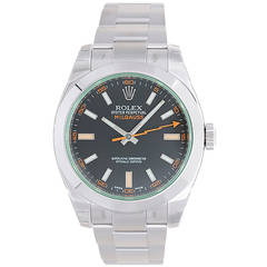Rolex Stainless Steel Green Milgauss with Green Crystal Ref 116400GV