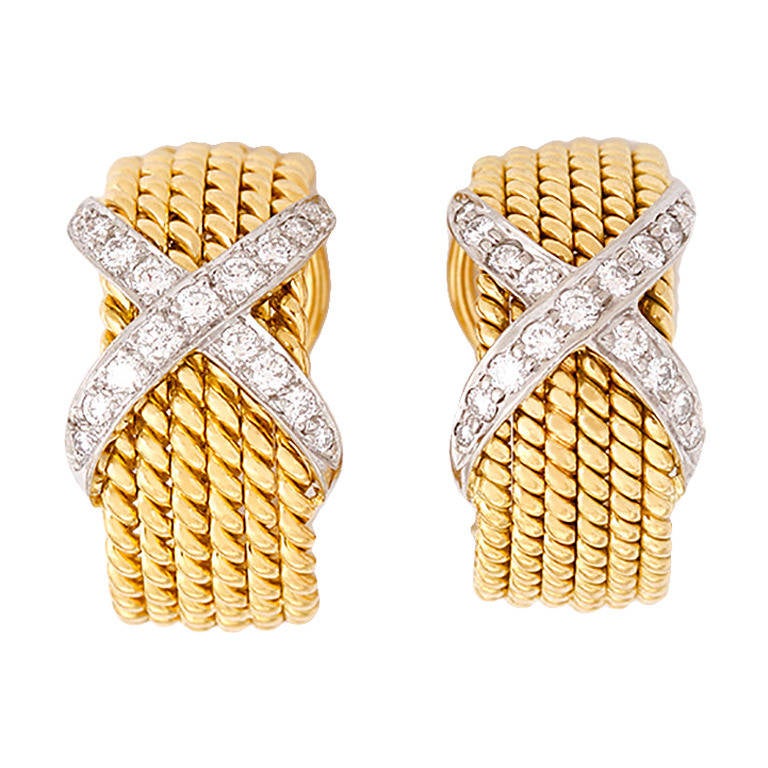 Tiffany & Co. Schlumberger Rope Clip Diamond Earrings