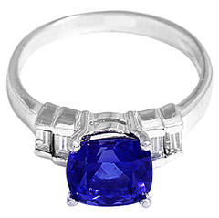Stunning Platinum Tanzanite Diamond Ring Sz.7-1/2