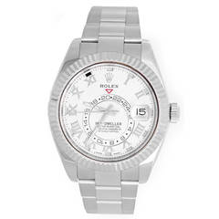 Used Rolex White Gold Sky-Dweller Saros Calendar GMT Date Wristwatch Ref 326939