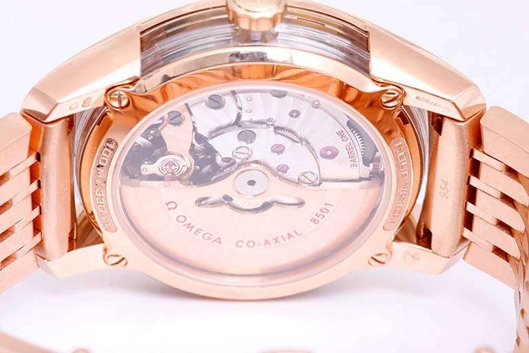 Omega Rose Gold DeVille Hour Vision Automatic Wristwatch In Excellent Condition In Dallas, TX