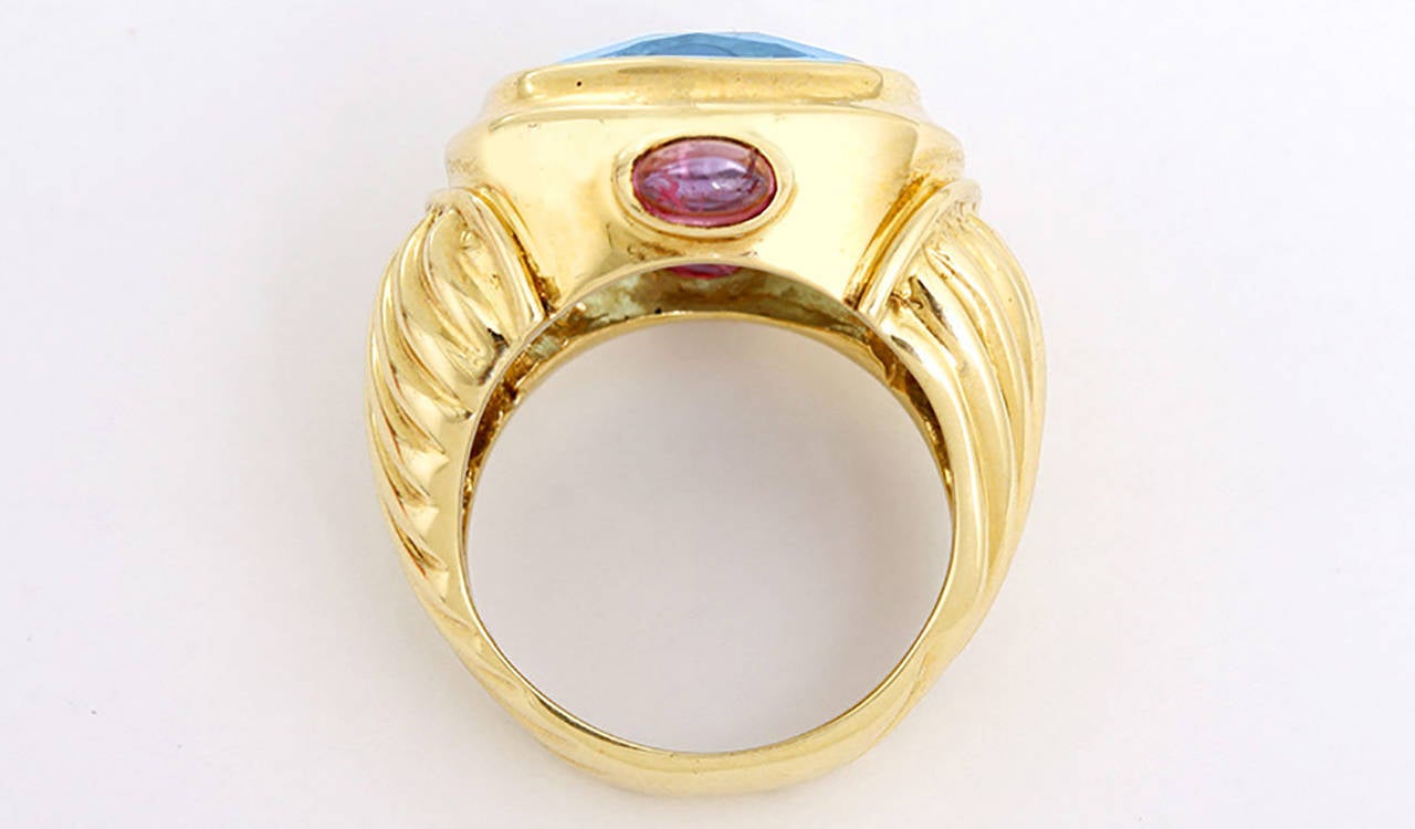 David Yurman Stunning Large London Topaz Gold Cocktail Ring In Excellent Condition In Dallas, TX