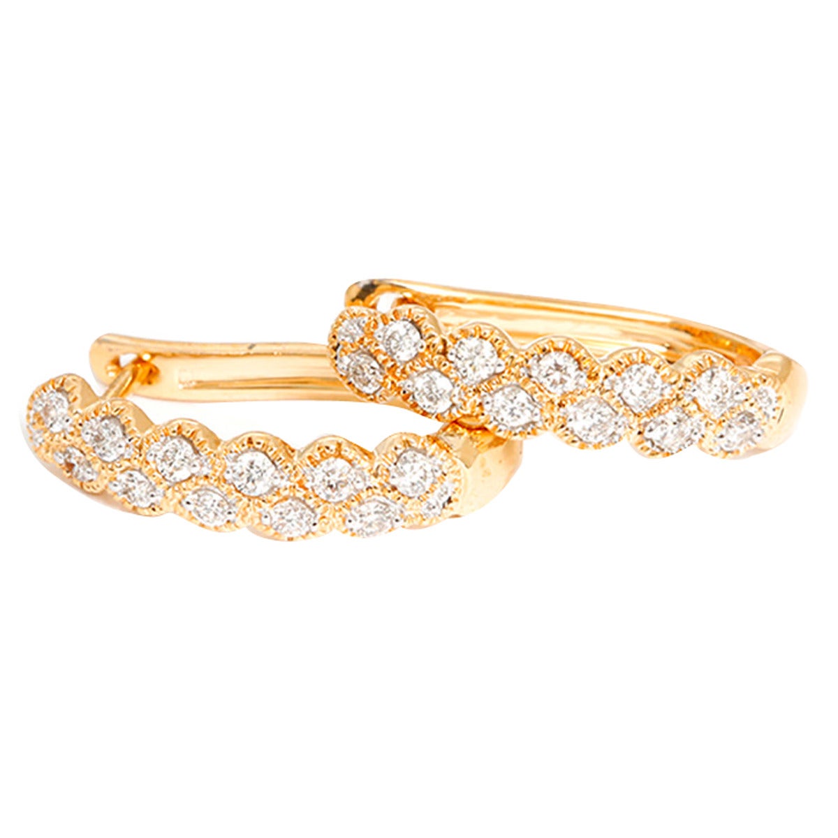 Beautiful Diamond Gold Huggie Earrings at 1stDibs