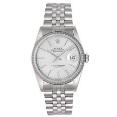 Rolex Stainless Steel Tapestry Dial Datejust Automatic Wristwatch Ref 16220 8