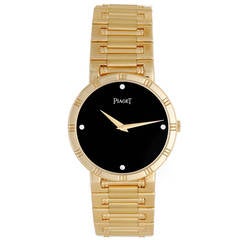 Piaget Yellow Gold Onyx Dial Dancer Quartz Wristwatch Ref 84023 K81