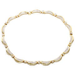 Bailey Banks & Biddle Diamond Yellow Gold Half-Moon Motif Necklace