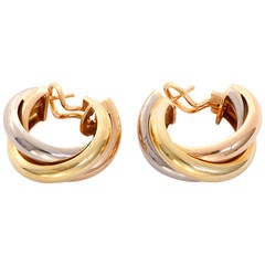 Cartier Trinity White Yellow Rose Gold Earrings