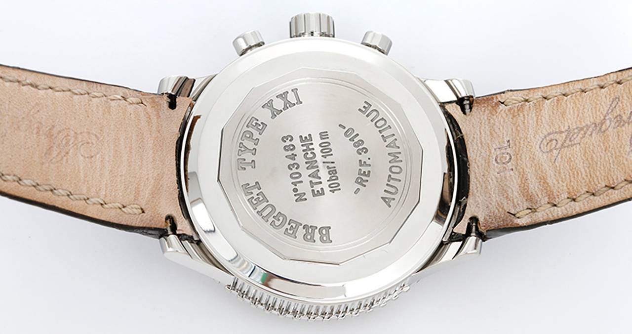 Breguet Stainless Steel Transatlantique Type XXI Flyback Chronograph Wristwatch In Excellent Condition In Dallas, TX