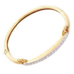 David Webb Rare Ladies Diamond Gold Platinum Bangle Bracelet