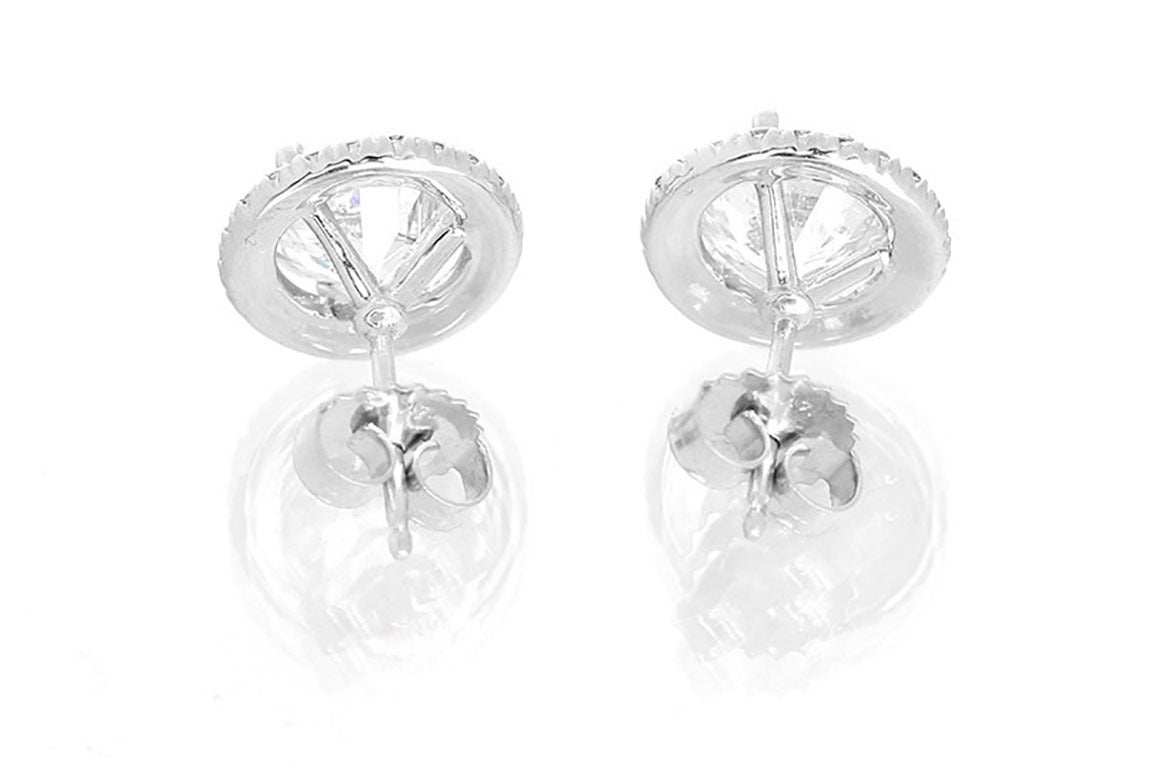 Round Brilliant Cut GIA Cert Diamond Stud Earrings In New Condition In Dallas, TX