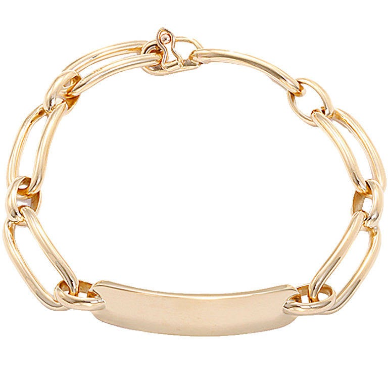 Chic Yellow Gold ID Link Bracelet
