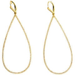 Vintage Elegant Diamond Yellow Gold Teardrop Dangle Earrings