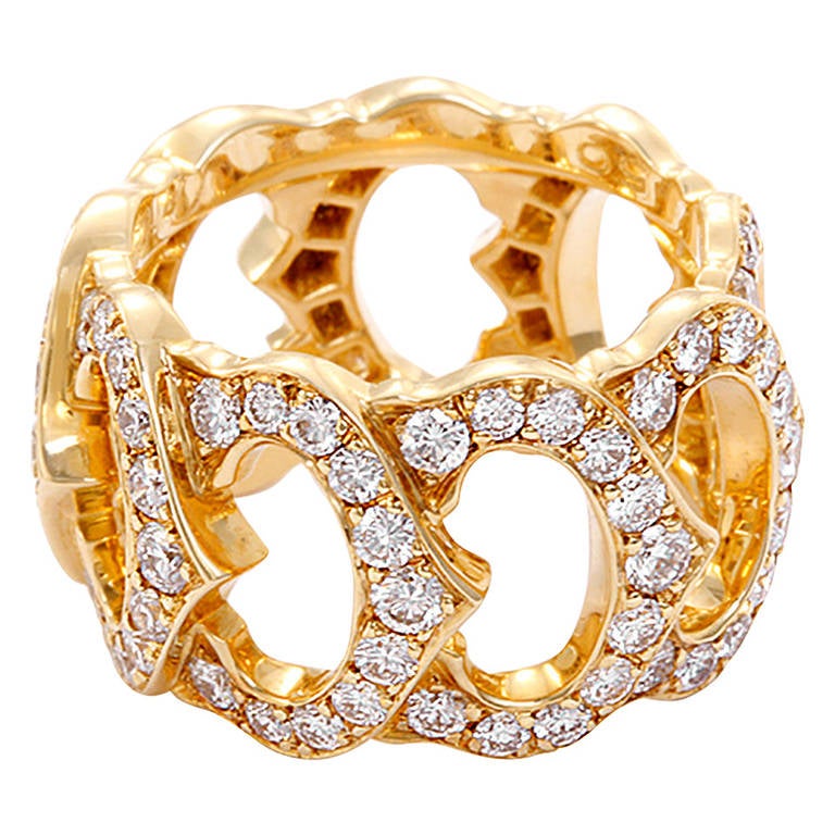 Cartier Double C de Cartier Diamond Yellow Gold Ring