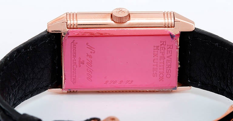 Jaeger-LeCoultre Rose Gold Reverso Minutenrepetition Armbanduhr im Zustand „Hervorragend“ in Dallas, TX