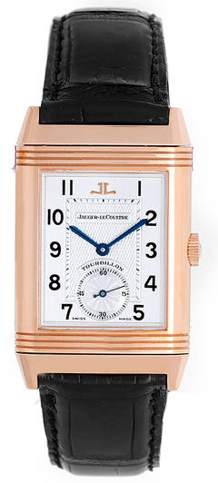 Jaeger-LeCoultre Rose Gold Reverso Tourbillon Wristwatch with Power Reserve
