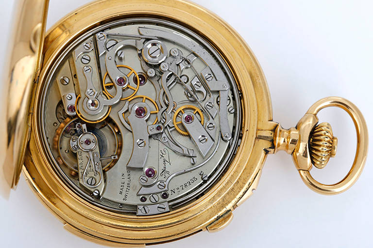 Edwardian Tiffany & Co Yellow Gold 5-Minute Repeater Split-Second Chronograph Pocket Watch