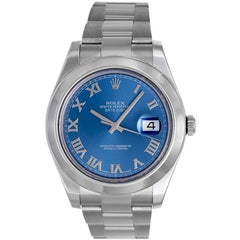 Rolex Stainless Steel Datejust II Wristwatch with Blue Dial Ref 116300
