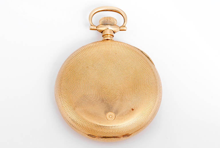 Hampden Yellow Gold Hunting Case Pocket Watch In Good Condition In Dallas, TX