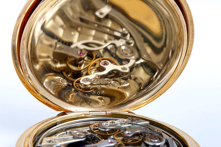 Edwardian Tiffany & Co. Yellow Gold Open Face Five-Minute Repeater Pocket Watch