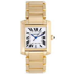 Retro Cartier Yellow Gold Tank Francaise Automatic Wristwatch with Date
