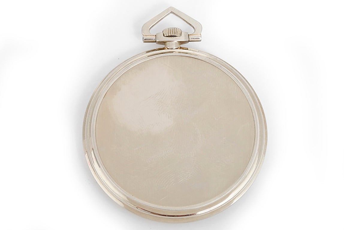 Jules Jurgensen White Gold Digital Pocket Watch with Town Scene on Dial