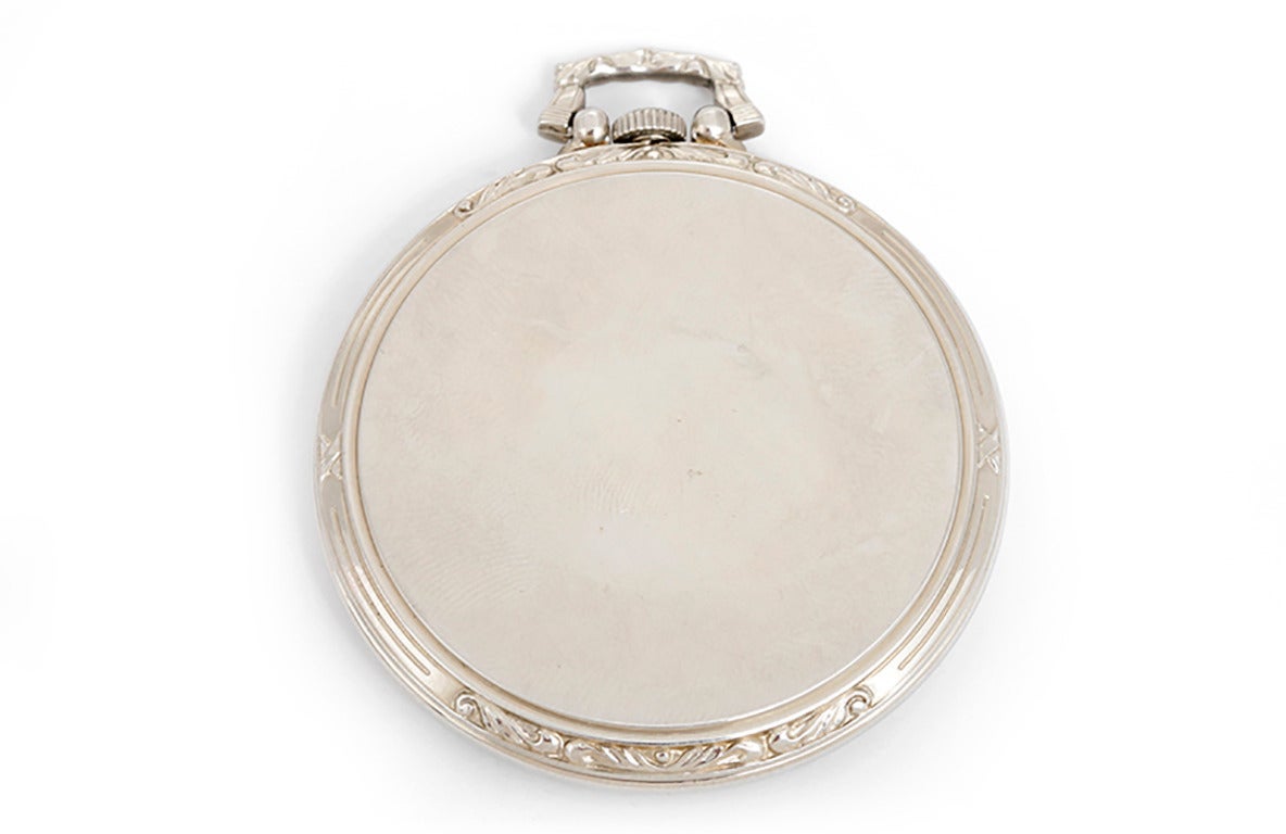 21 jewel, jewel grade 400. 18k white gold case, 45mm diameter, 12 size. Silvered dial with applied Arabic numerals,  subsidiary seconds. Circa 1931.