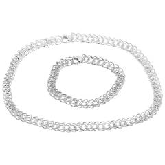 Tiffany & Co. Silver Heart Link Chain Necklace and Bracelet Set